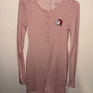 American Eagle Outfitters Red and White Striped Snoopy Pajamas